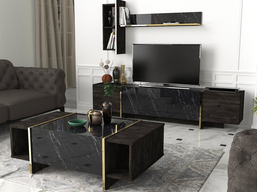 Konferenční stolek Veyron - Black, Gold