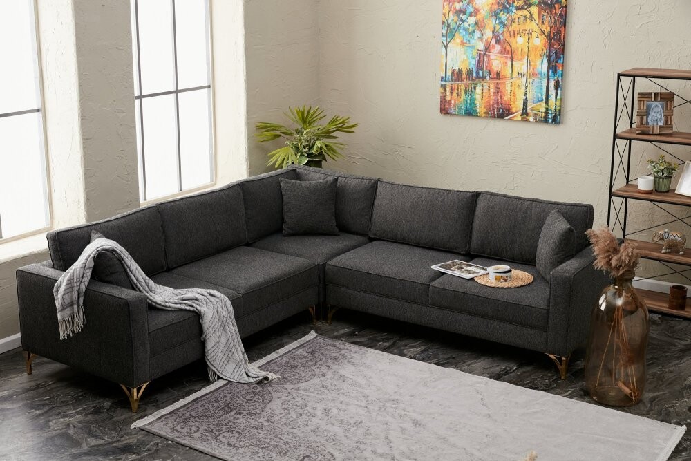 Rohová sedací souprava Berlin - Anthracite, Gold