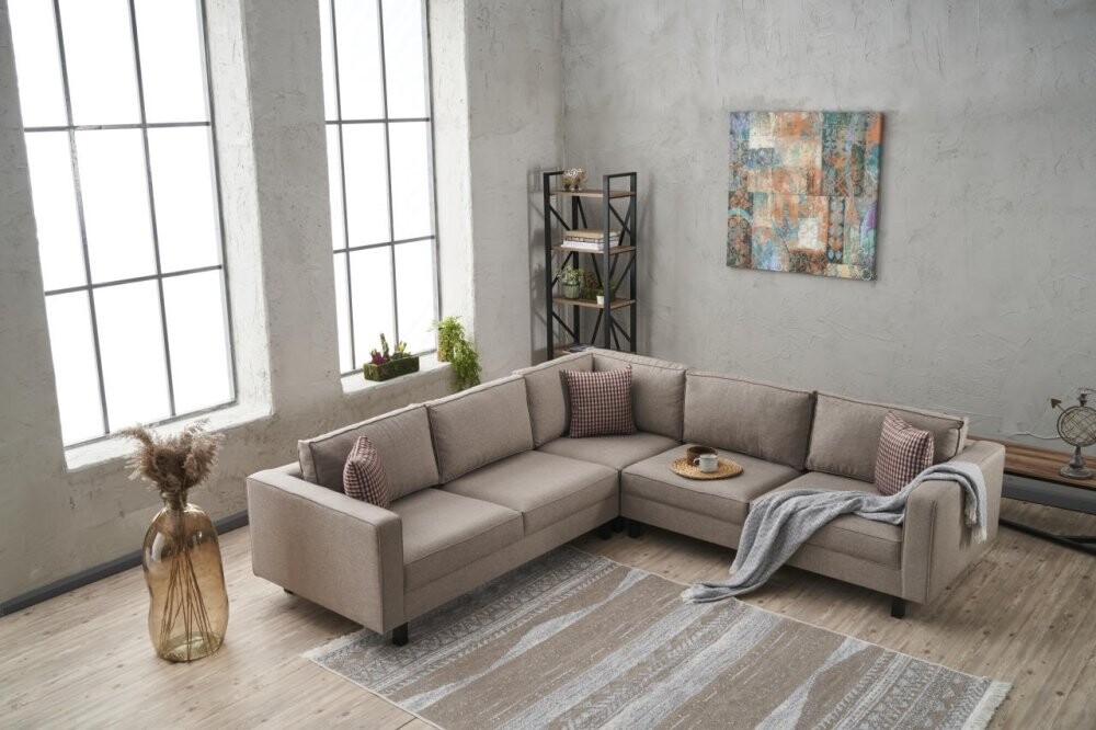 Rohová sedací souprava Kale Linen - Cream