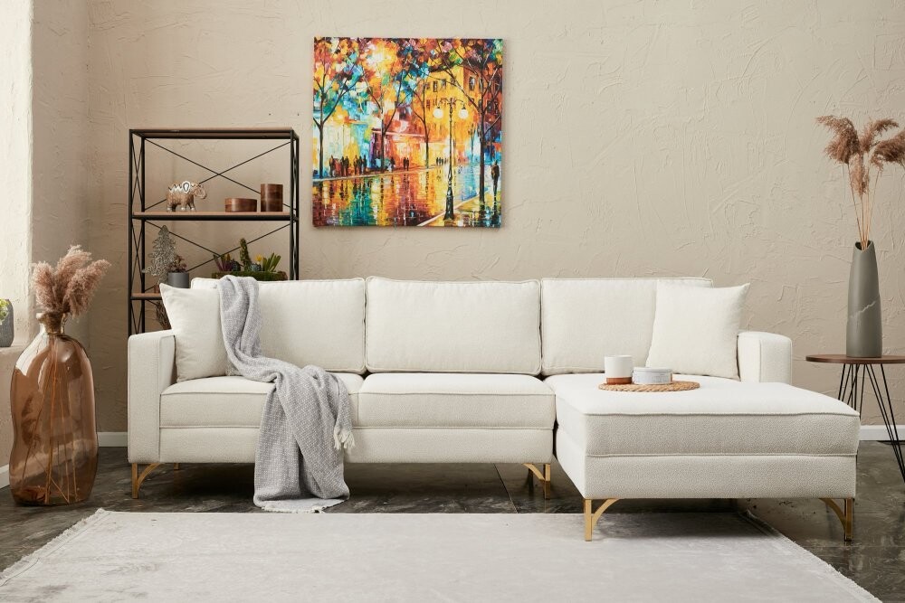 Rohová sedací souprava Berlin Right - Cream, Gold