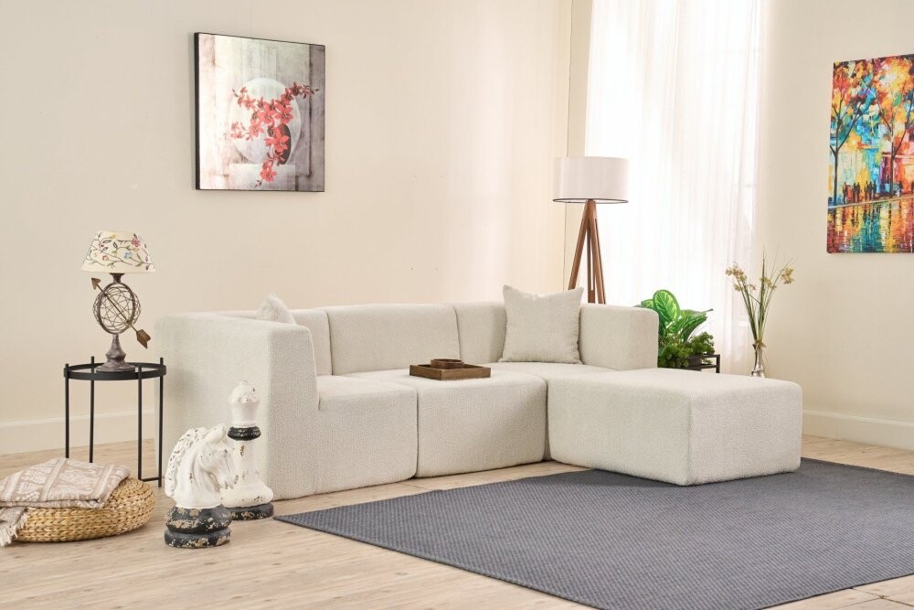 Rohová sedací souprava Raks - Cream