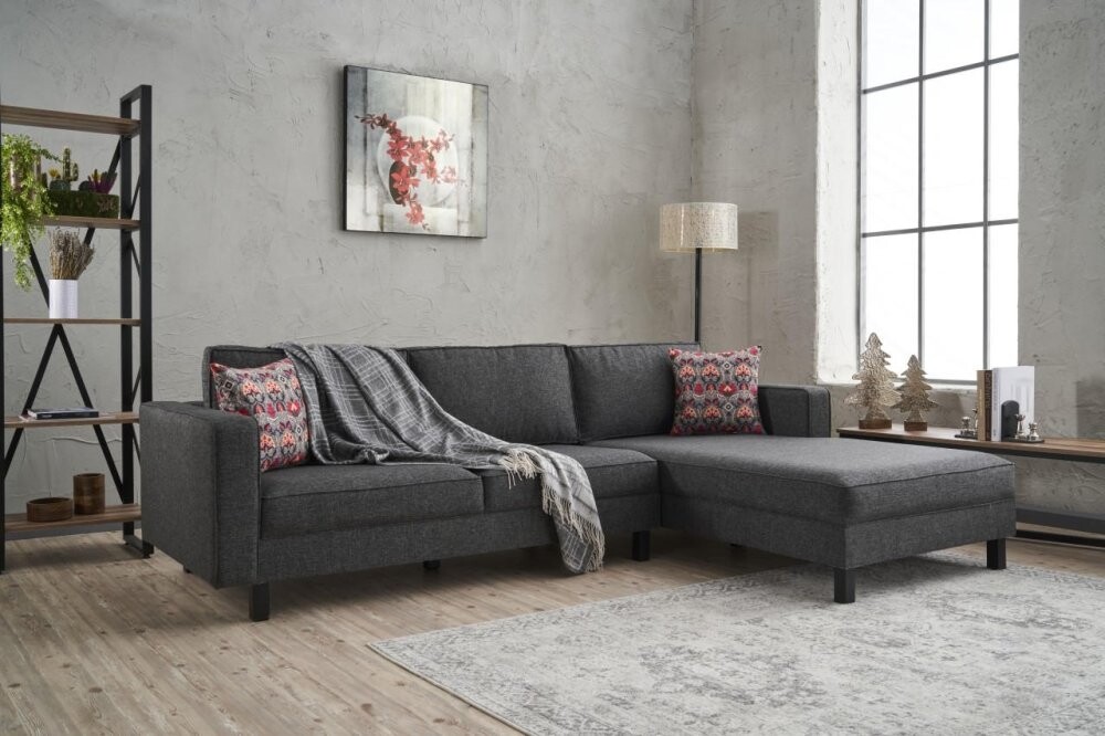 Rohová sedací souprava Kale Linen Right - Anthracite