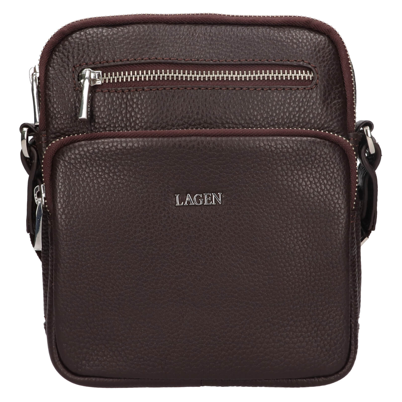 Pánská kožená taška přes rameno Lagen Kopp - tmavě hnědá