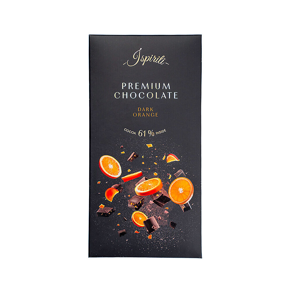 ISPIRITI Hořká čokoláda 61% s kousky pomeranče 80 g
