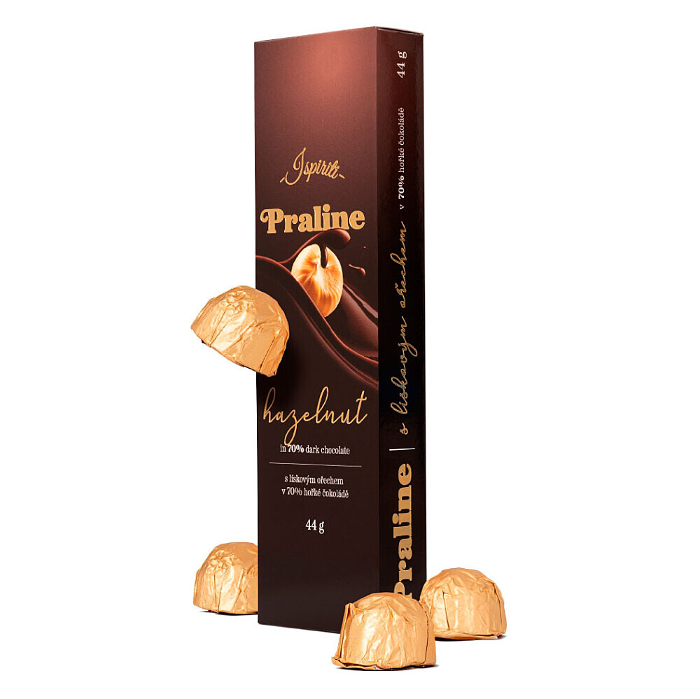 ISPIRITI Praline s lískovým ořechem v 70% hořké čokoládě 44 g