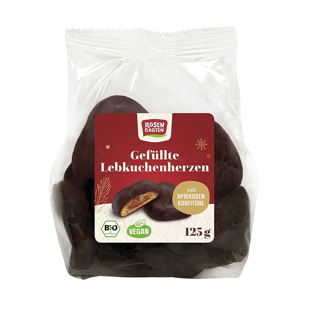 ROSENGARTEN Srdíčka perníková v hořké čokoládě BIO 125 g