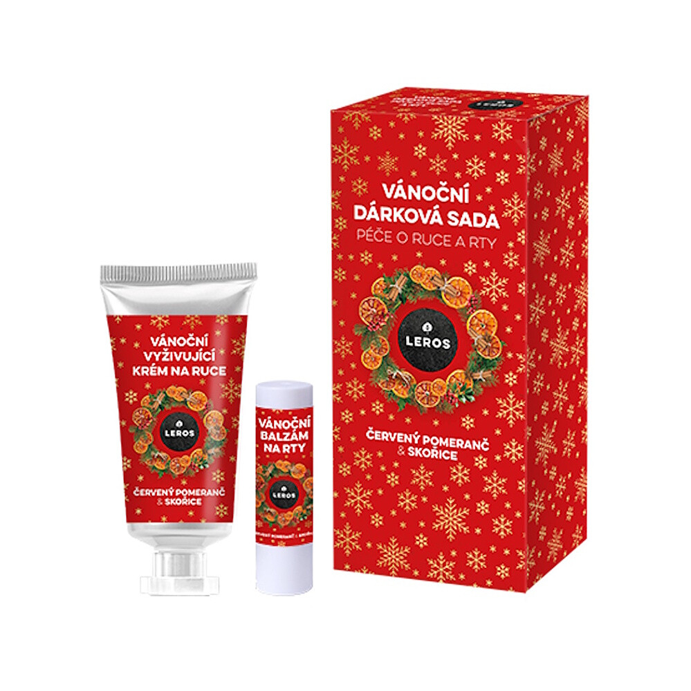 LEROS Vánoční dárková sada péče o ruce a rty