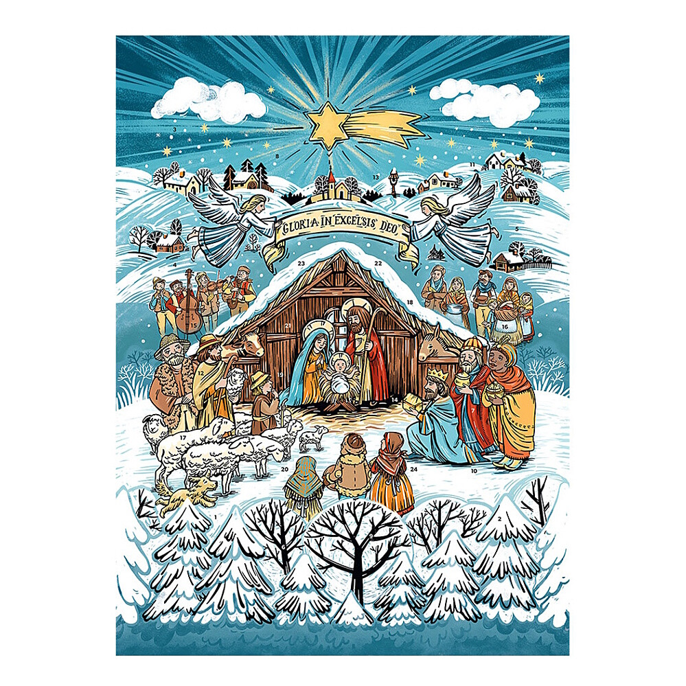 FAIR TRADE Adventní kalendář s vánočními motivy betlém BIO 75 g