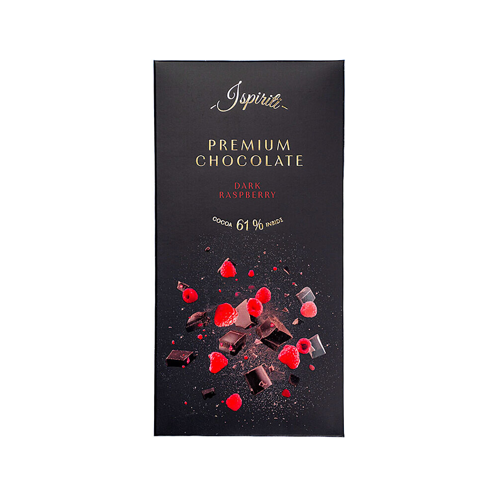 ISPIRITI Hořká čokoláda 61% s kousky malin 80 g