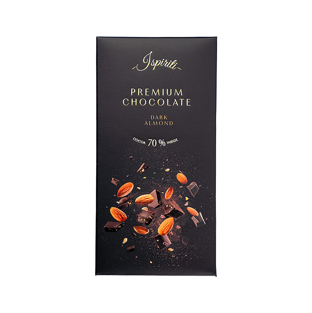 ISPIRITI Hořká čokoláda 70% s kousky mandlí 80 g