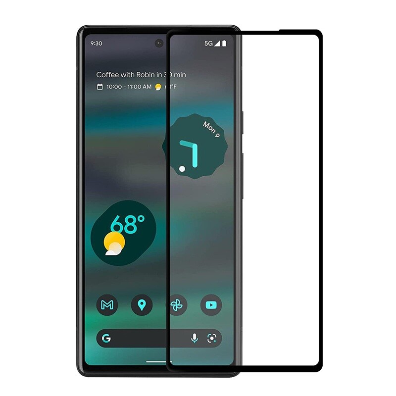 Screen Glass Google Pixel 6A 5D Full Glue zaoblené kraje černé 1036108