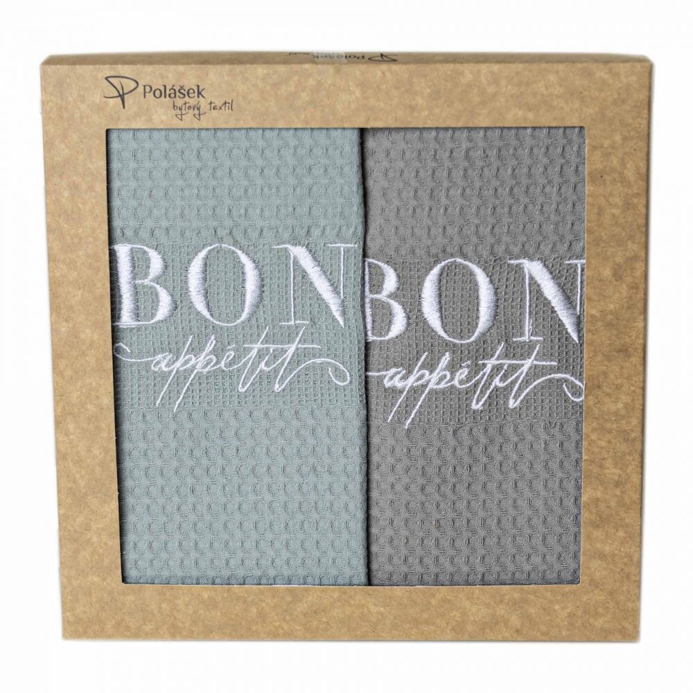 Polášek Vyšívaná vaflová utěrka s motivem - 2 ks - Bon Appétit č. 3