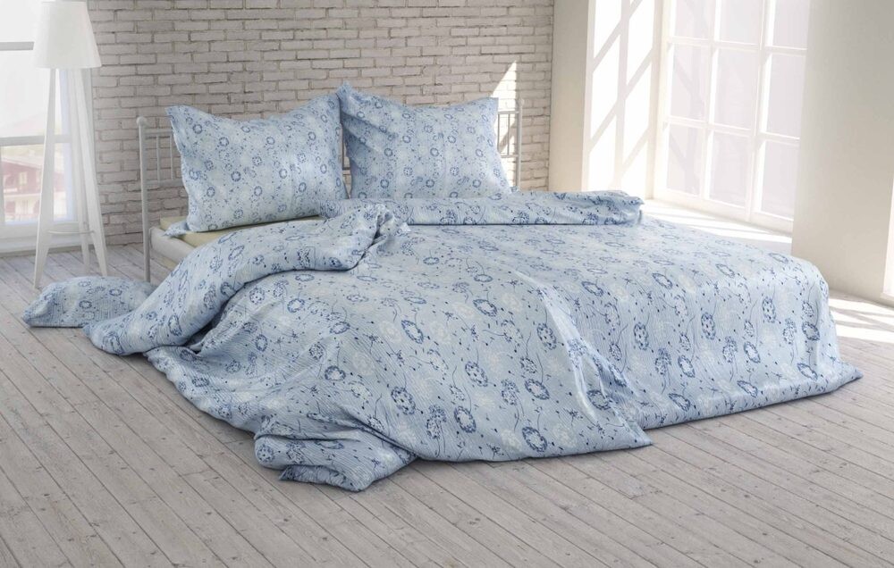 Polášek Krepové povlečení Pampeliška - Modrá | 140 x 200 cm / 70 x 90 cm