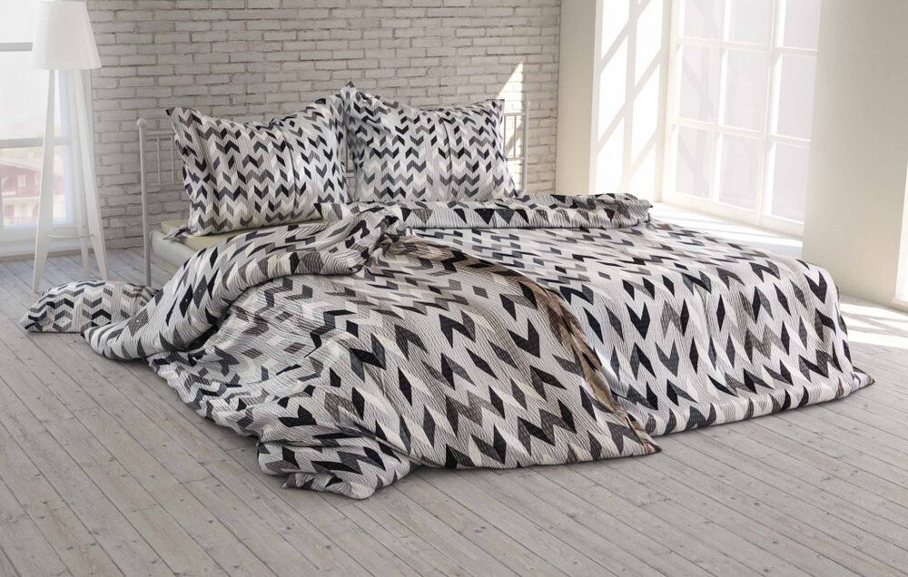 Polášek Krepové povlečení Šipky - Šedá | 140 x 200 cm / 70 x 90 cm