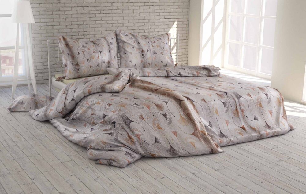 Polášek Krepové povlečení Ginkgo - Béžová | 140 x 200 cm / 70 x 90 cm