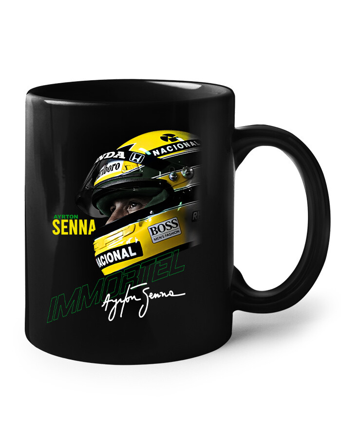 Keramický hrnek s potiskem Ayrton Senna - hrnek pro milovníky F1