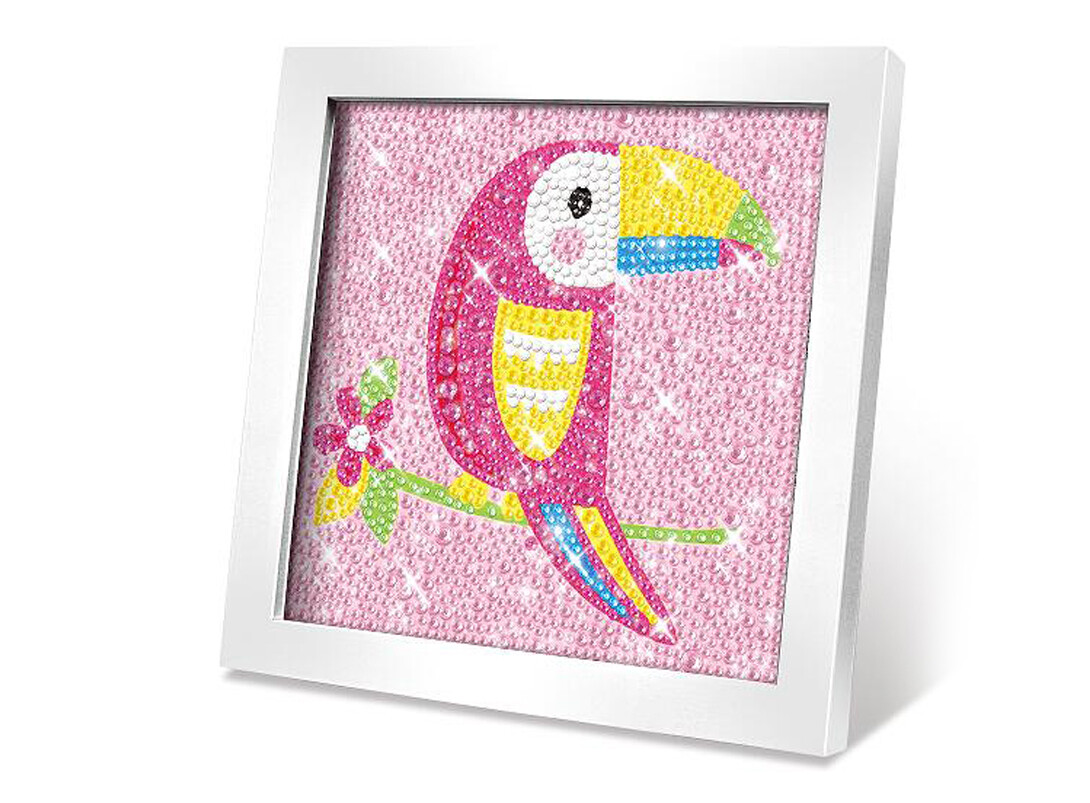 Kreativní set obraz s kamínky papoušek 17,5x17,5 cm