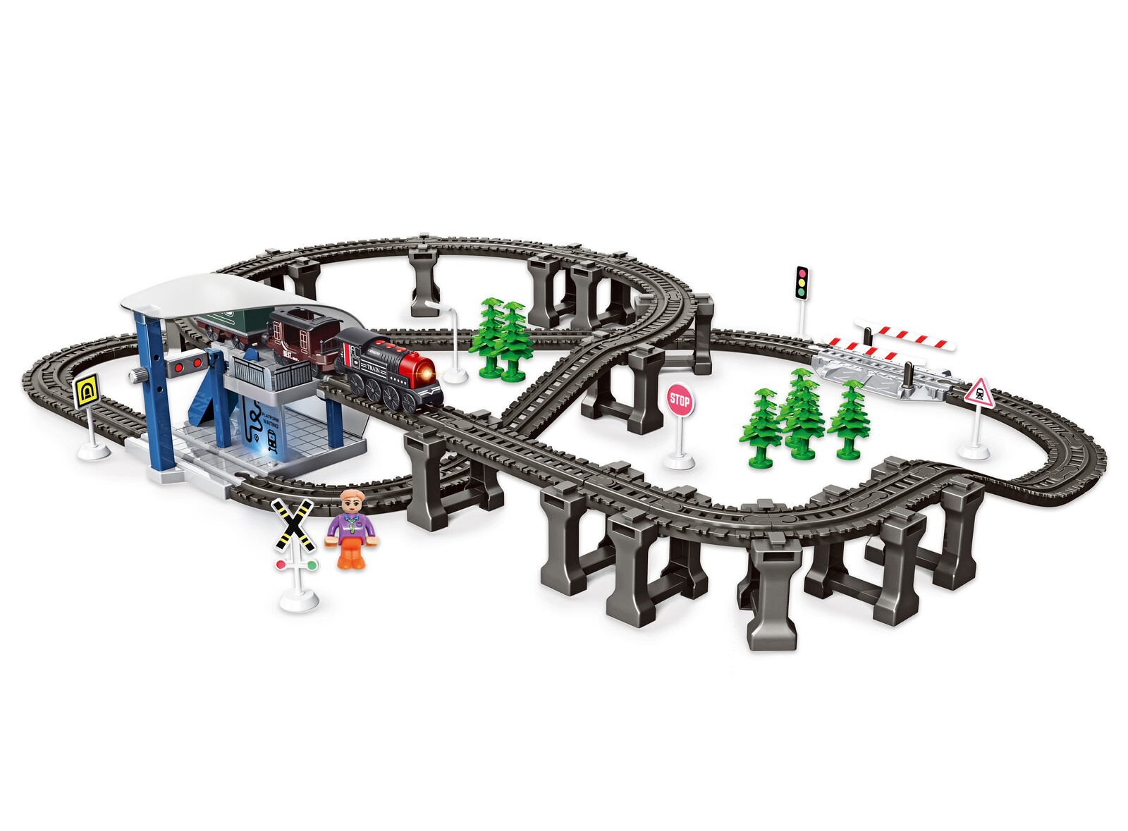 Vlak trať s efekty 92x68x15 cm