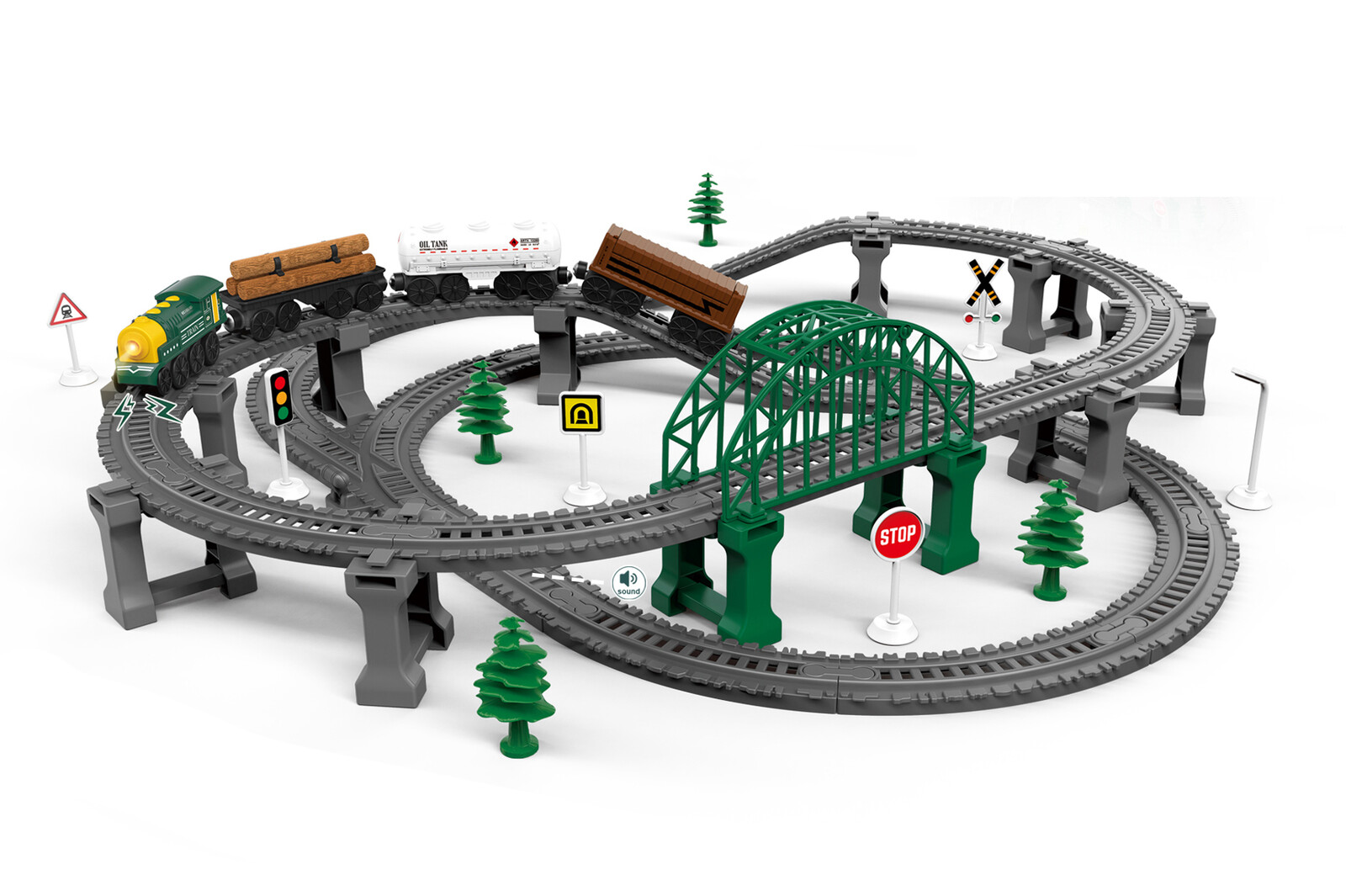 Vlak trať se zvukovými efekty 77x76x16 cm