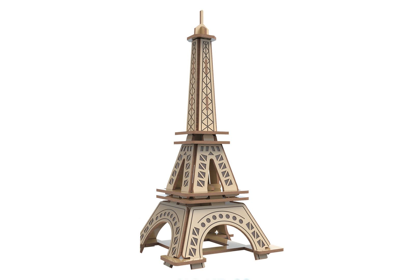 Puzzle 3D dřevěné s barvami Eiffelova věž