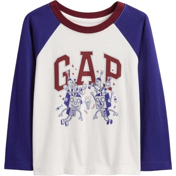 GAP V-FRCH LS LOGO RAGLAN T Dětské tričko, bílá, velikost