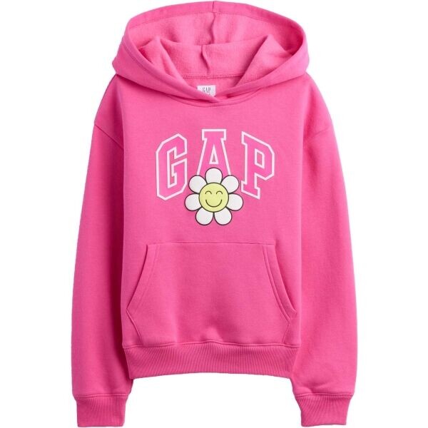 GAP V-FA LOGO HERITAGE PO Dívčí mikina, růžová, velikost