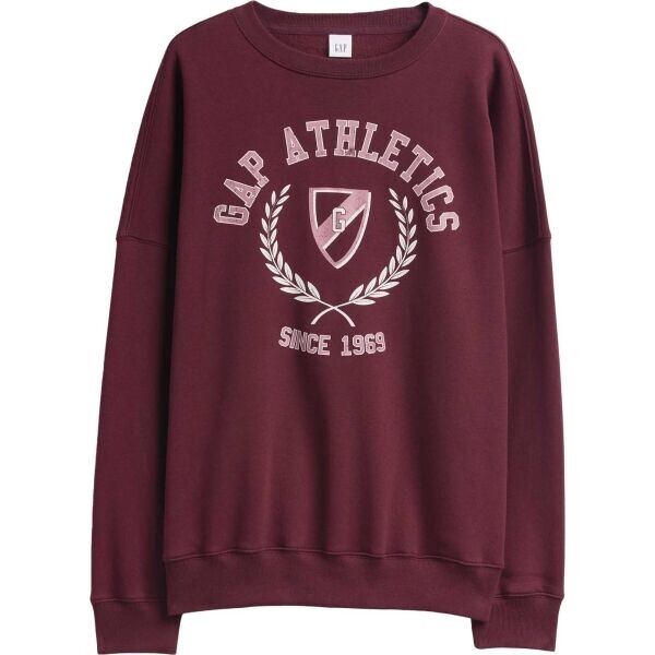 GAP V-LOGO OVERSIZED CREW Dámská mikina, vínová, velikost