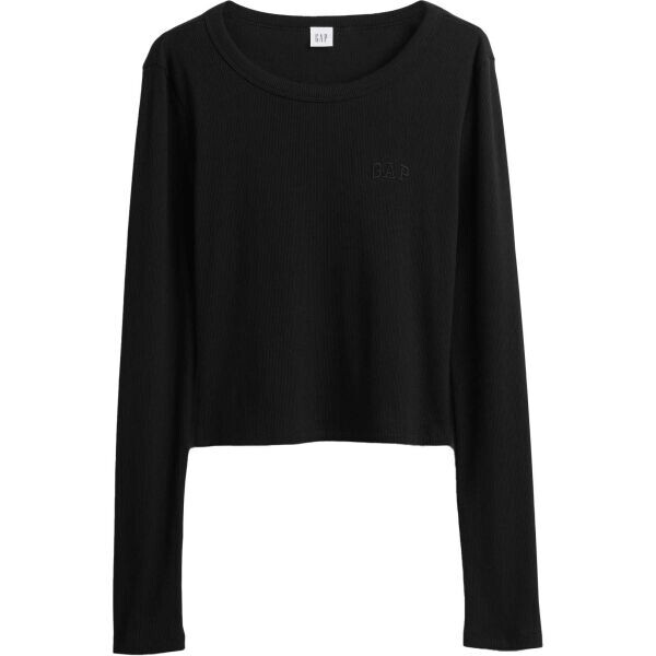 GAP V-JPN LS RIB TEE Dámské crop tričko, černá, velikost