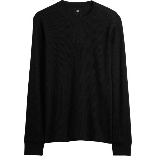 GAP V-FRCH LS WAFFLE MINI LOGO CREW Pánské tričko, černá, velikost
