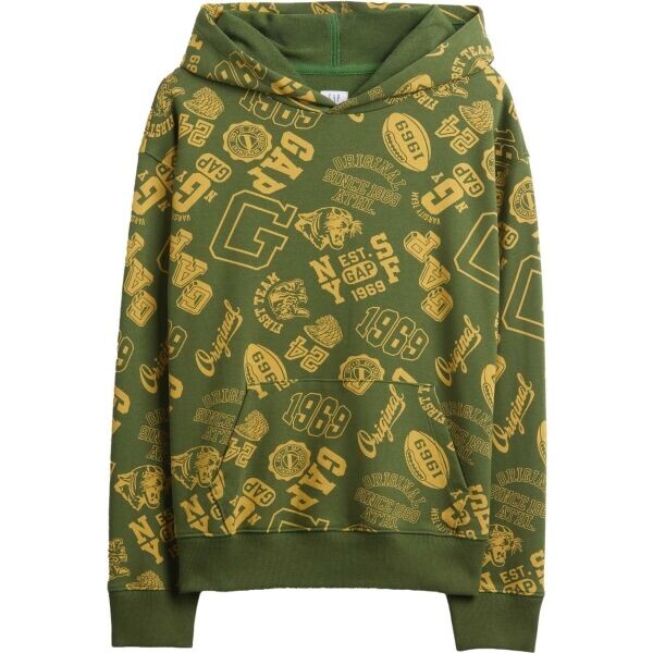 GAP V-JPN AOP LOGO PO Chlapecká mikina, khaki, velikost