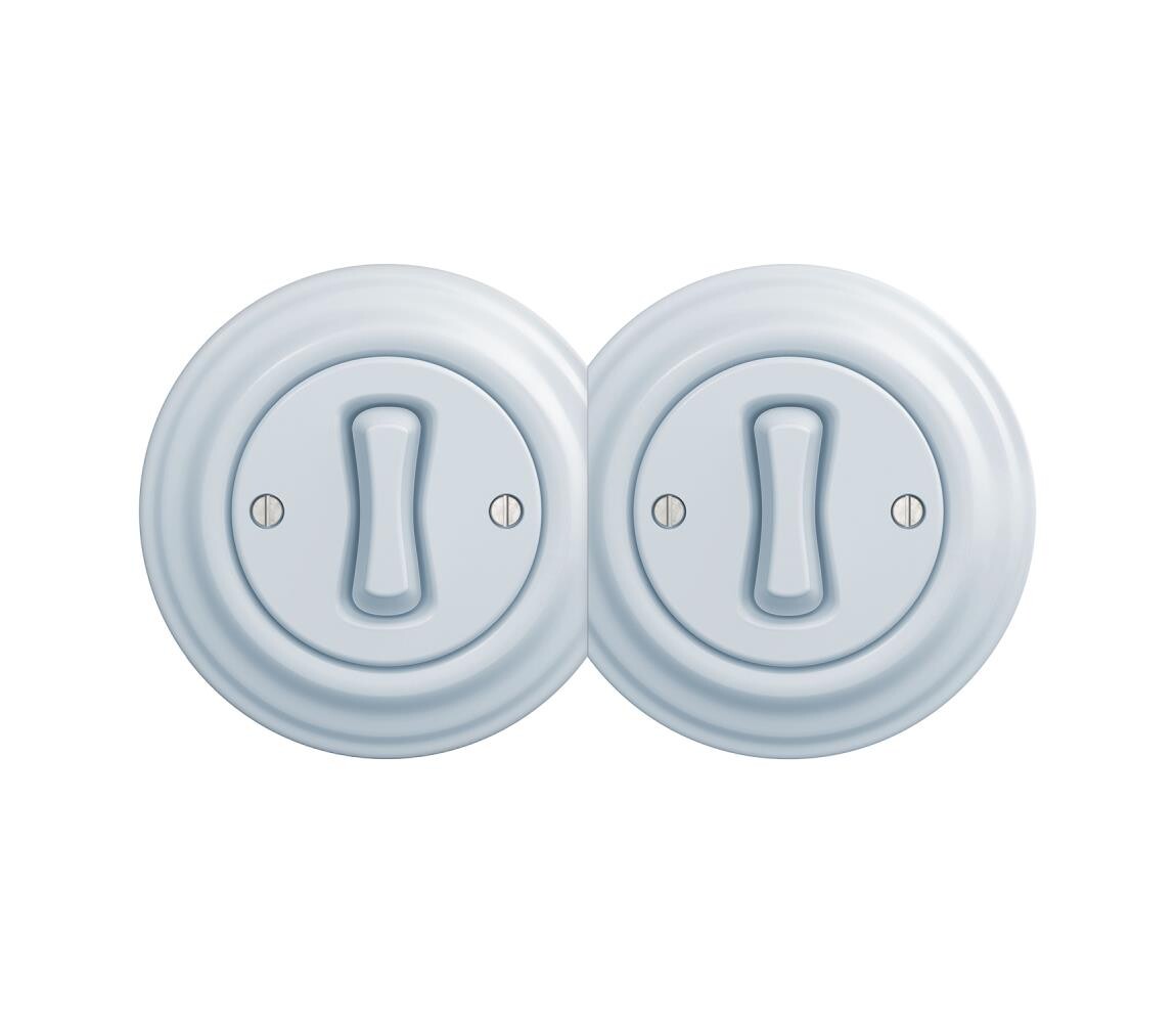 lap - Dvojitý retro jednopólový vypínač s rámečkem č. 1 modrá 2xKA0026+2xKA0019