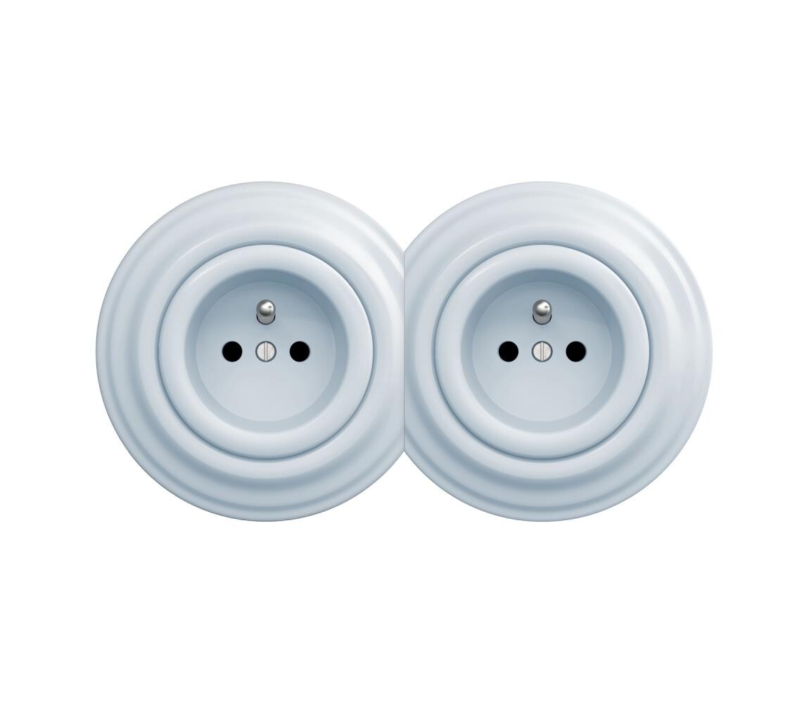 lap - Dvojitá retro zásuvka s rámečkem 230V modrá 2xKA0026+2xKA0024