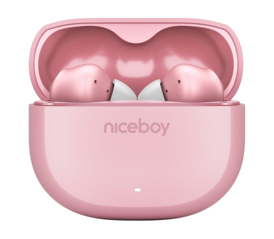 Niceboy Pins 4 - Bezdrátová sluchátka s ANC 400 mAh + 2x 50 mAh IPX4 růžová pins-4-pink