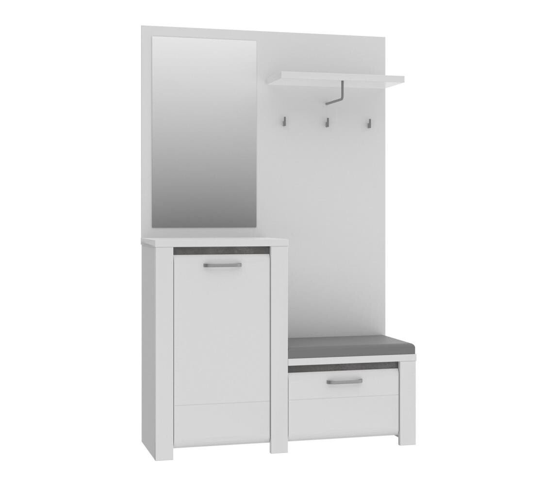 FORTE Předsíňová stěna se zrcadlem HIRO bílá/šedá BUGD01-C670