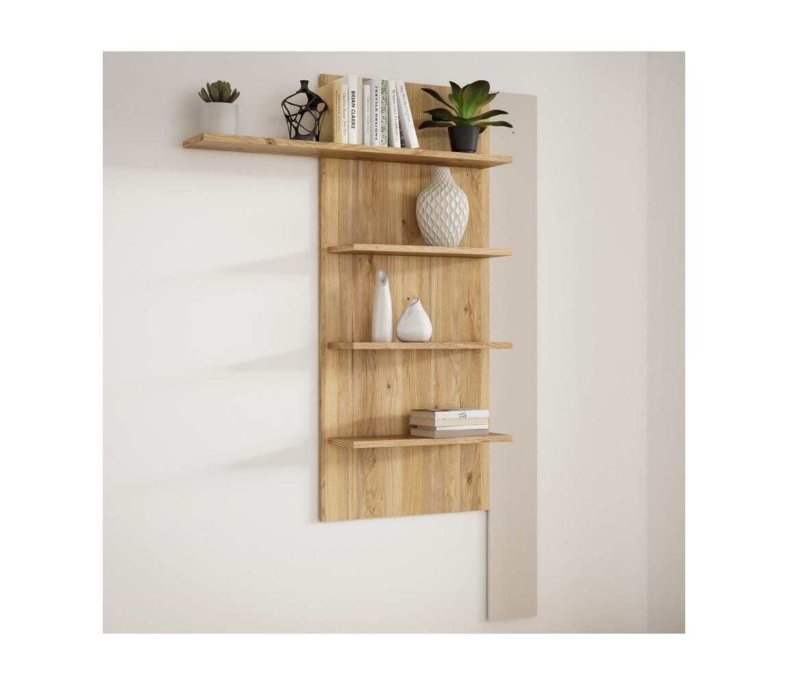 FORTE Nástěnná police MORO dub/béžová BTHB01-M821