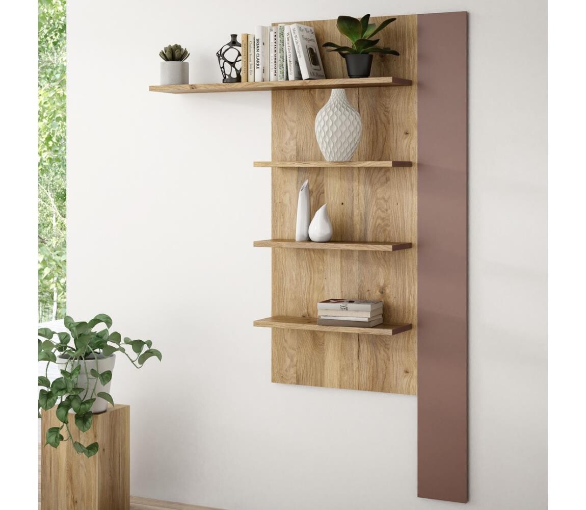 FORTE Nástěnná police MORO dub/hnědá BTHB01-Q193