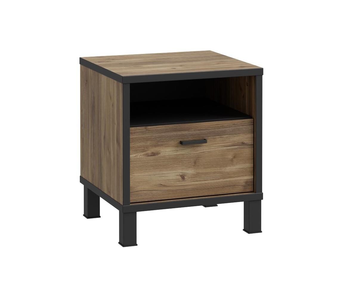 FORTE Noční stolek OREN hnědá/černá HYTK011-M215