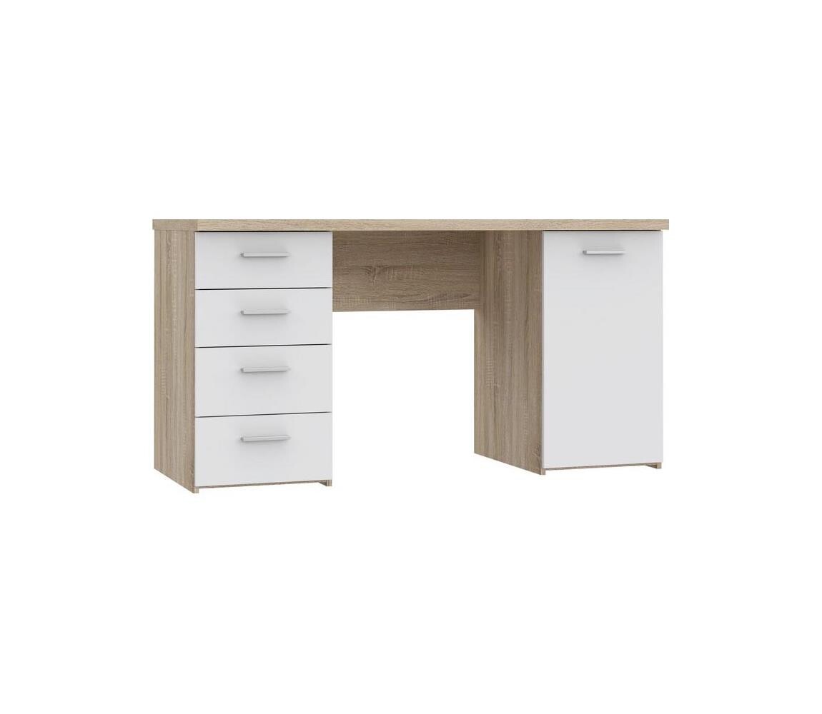 FORTE Psací stůl ARENO bílá/dub sonoma MT926-Q36