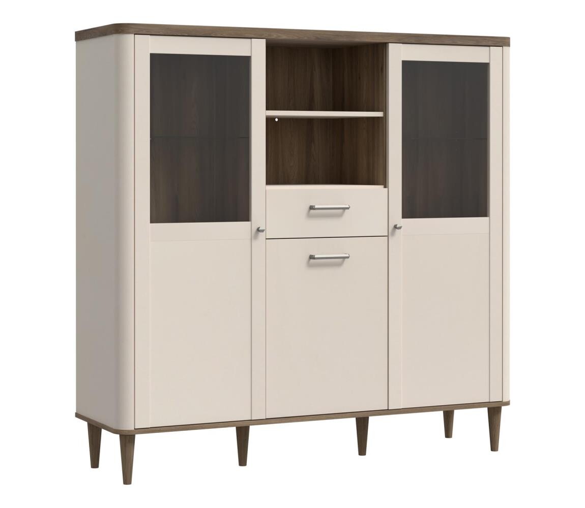 FORTE Vitrína VIRO hnědá/béžová LCTV433-M861