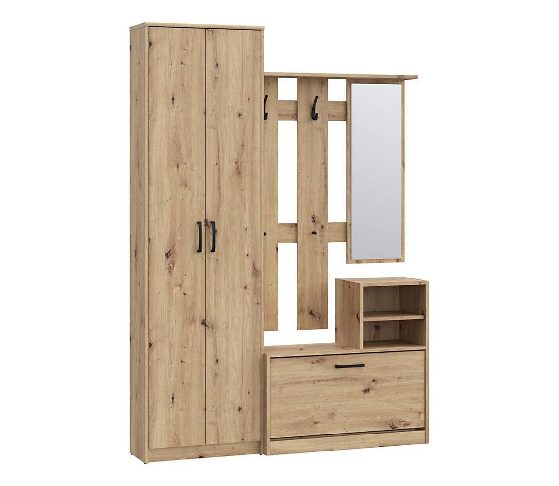 FORTE Předsíňová stěna se zrcadlem KAVI dub artisan NIKD01-D78