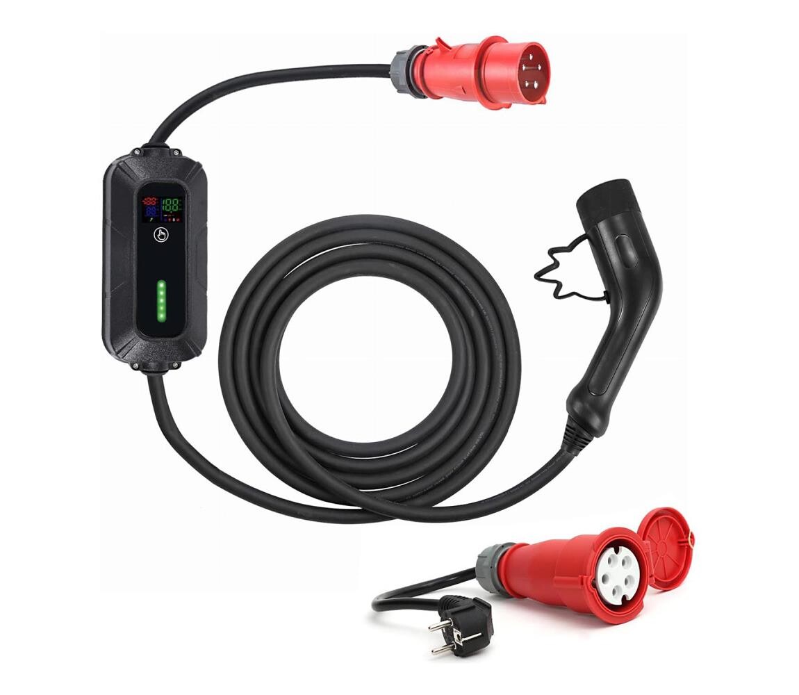 Cestovní nab. stanice pro elektrom. EV/PHEV AC Type 2 16A/400V 22kW 5m + adaptér EV_PPC32AT22