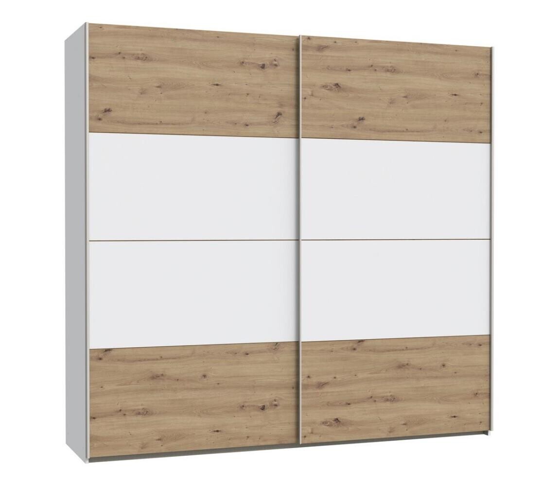 FORTE Šatní skříň KARO 220x210 cm bílá/dub artisan SHMS92411-M576
