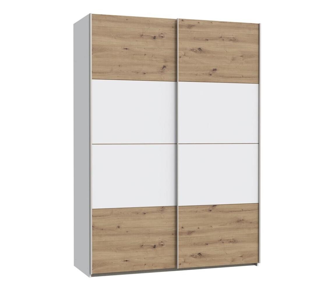 FORTE Šatní skříň KARO 150x210 cm bílá/dub artisan SHMS72413-M576