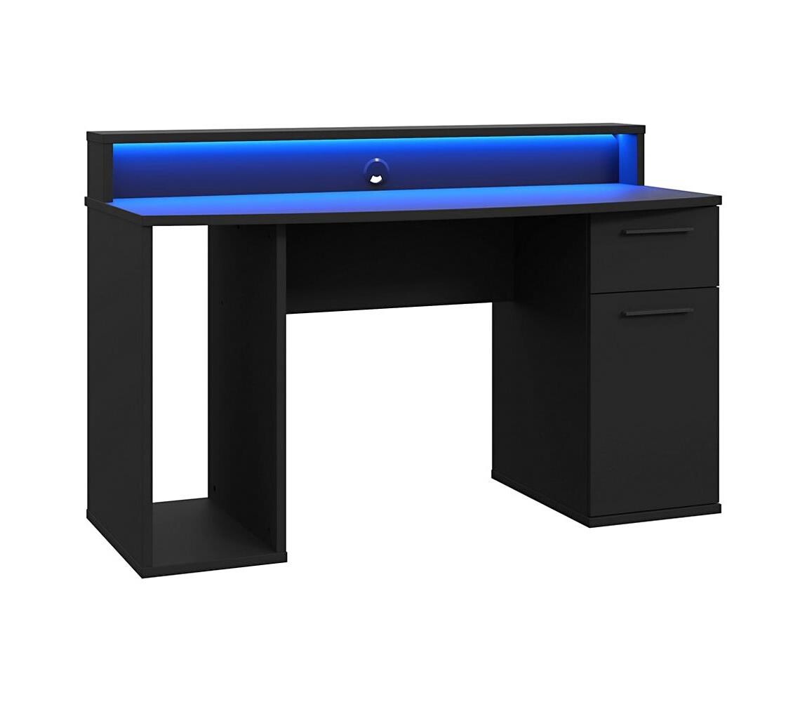 FORTE Psací strůl s podsvícením IVAR černá TZRB219B3-Z113