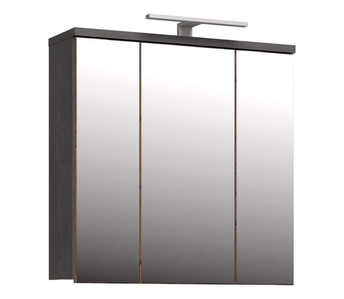 FORTE Nástěnná koupelnová skříňka se zrcadlem VENOM antracit/hnědá VERH13NB-C764
