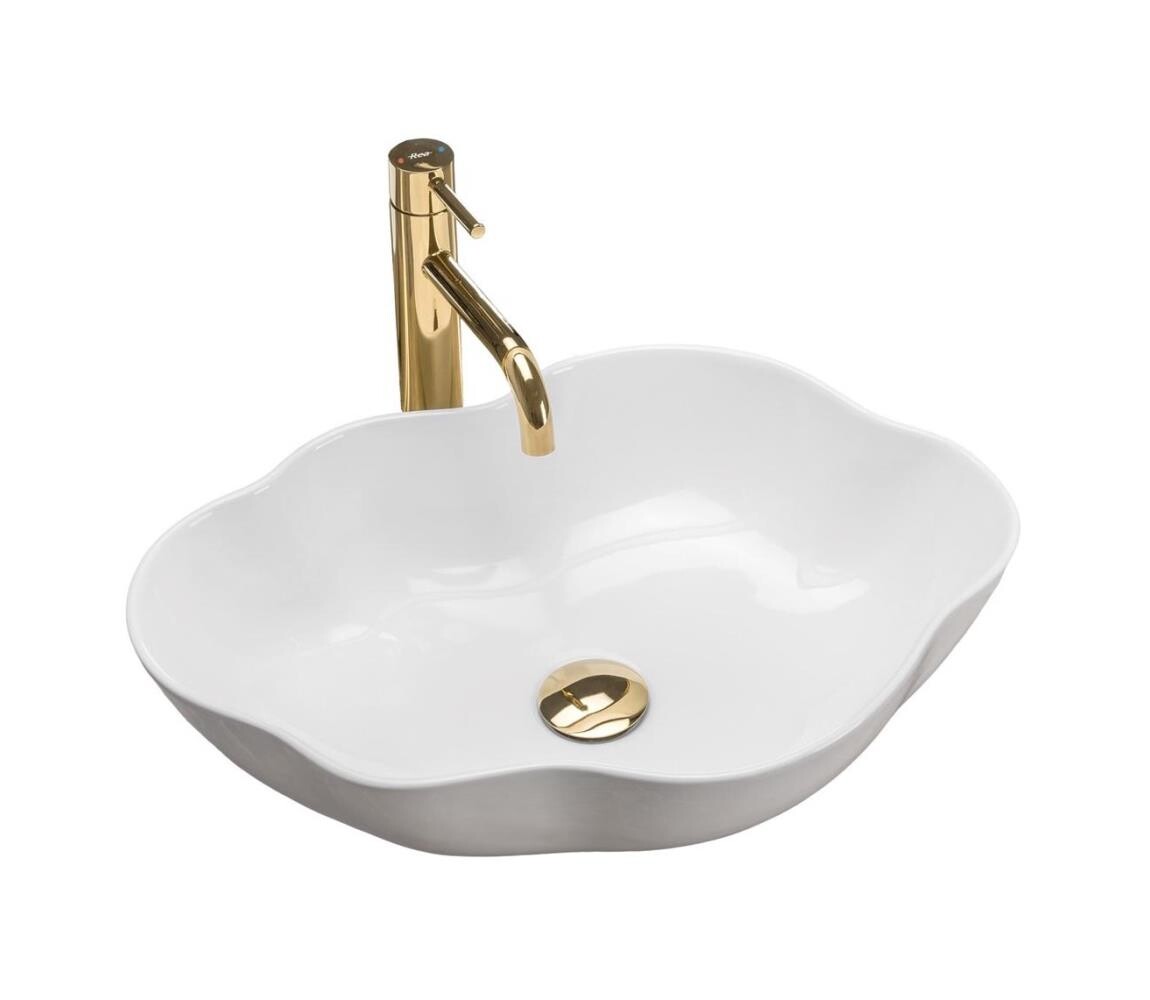 REA-U0265 - Umyvadlo na desku PEARL 38x50,5 cm keramika/lesklá bílá REA-U0265