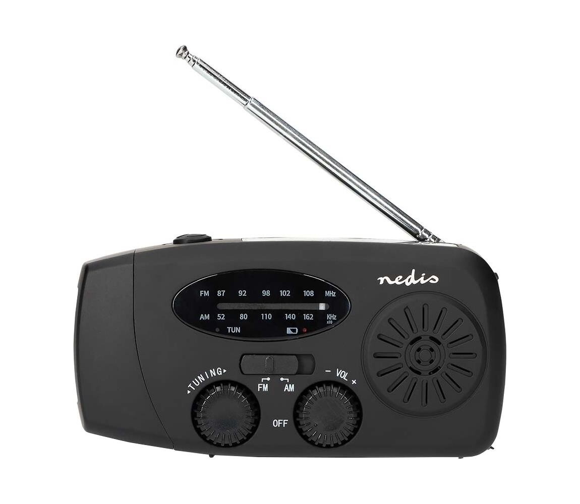 RDFMCR2000BK-Rádio AM/FM na u se sol. panelem a LED svítilnou 2000 mAh RDFMCR2000BK