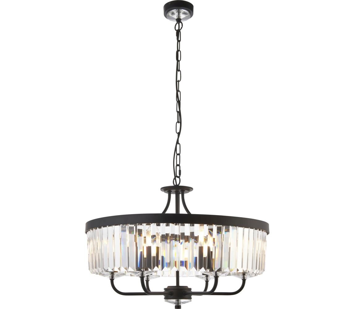 Endon 100711 - Lustr na řetězu CHESTERFIELD 6xE14/6W/230V pr. 55 cm černá 100711