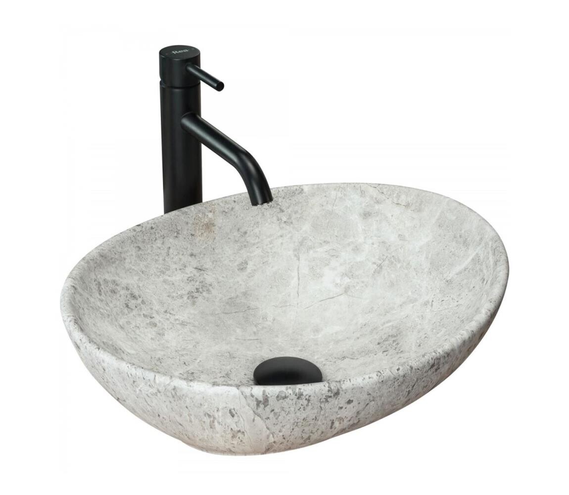 REA-U0165 - Umyvadlo na desku SOFIA 34,5x41 cm keramika/světlý kámen REA-U0165