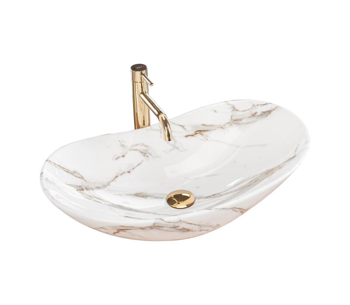 REA-U8597 - Umyvadlo na desku ROYAL 36x62 cm keramika/dekor mramoru REA-U8597